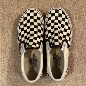 black checkered vans. barely worn!